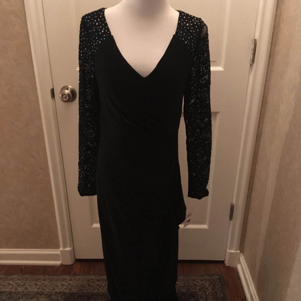 NWT - Alex Evenings long dress with sequin sleeves
